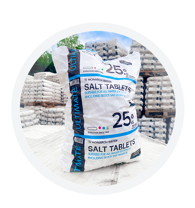 Monarch Water salt surrounded by water softener salt