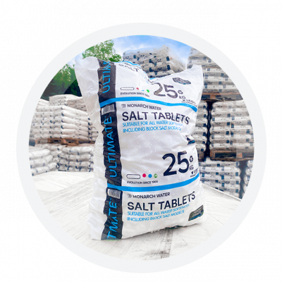 Monarch Water salt surrounded by water softener salt